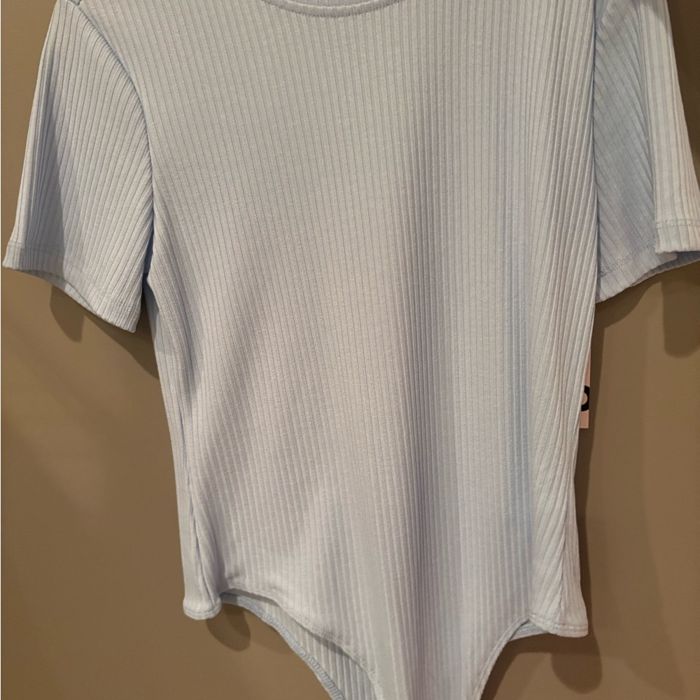 Kohl's Sky Blue Ribbed Top - Picture 3 of 3
